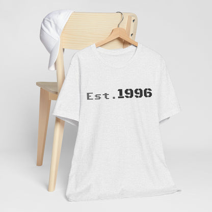 Vintage Est. 1996 T-shirt by Printify featuring a classic design, perfect for birthday gift or celebrating a birth year.