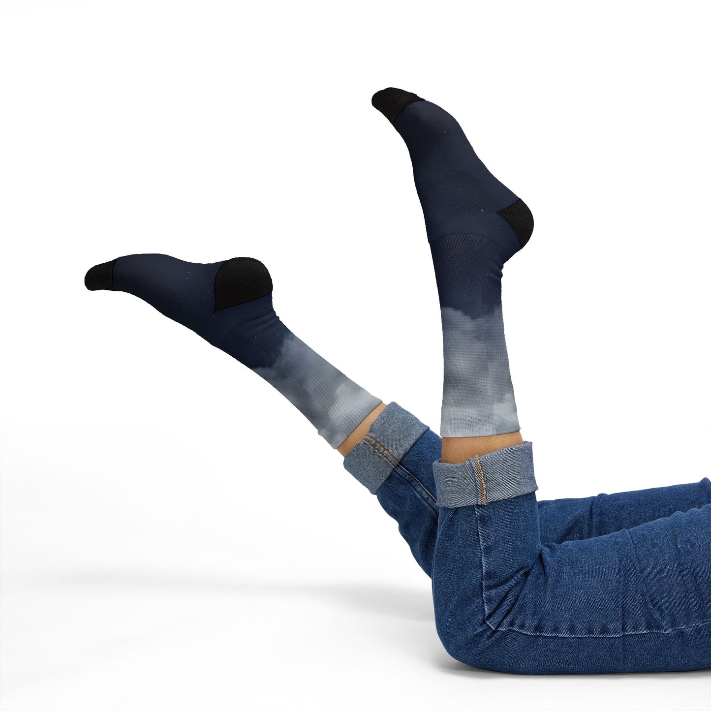 Night Sky Cloud Pattern Socks | Sublimation Crew Socks