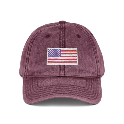Embroidered Vintage Cap with USA Flag Design - TRV