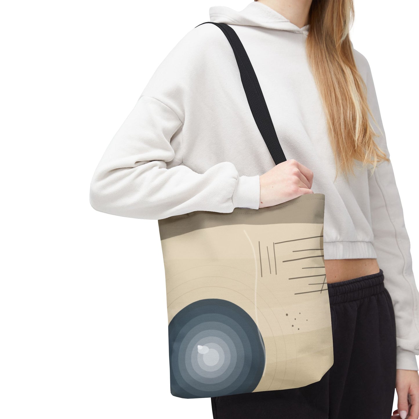 Abstract Neutral Waves Tote Bag | Geometric Circle Pattern