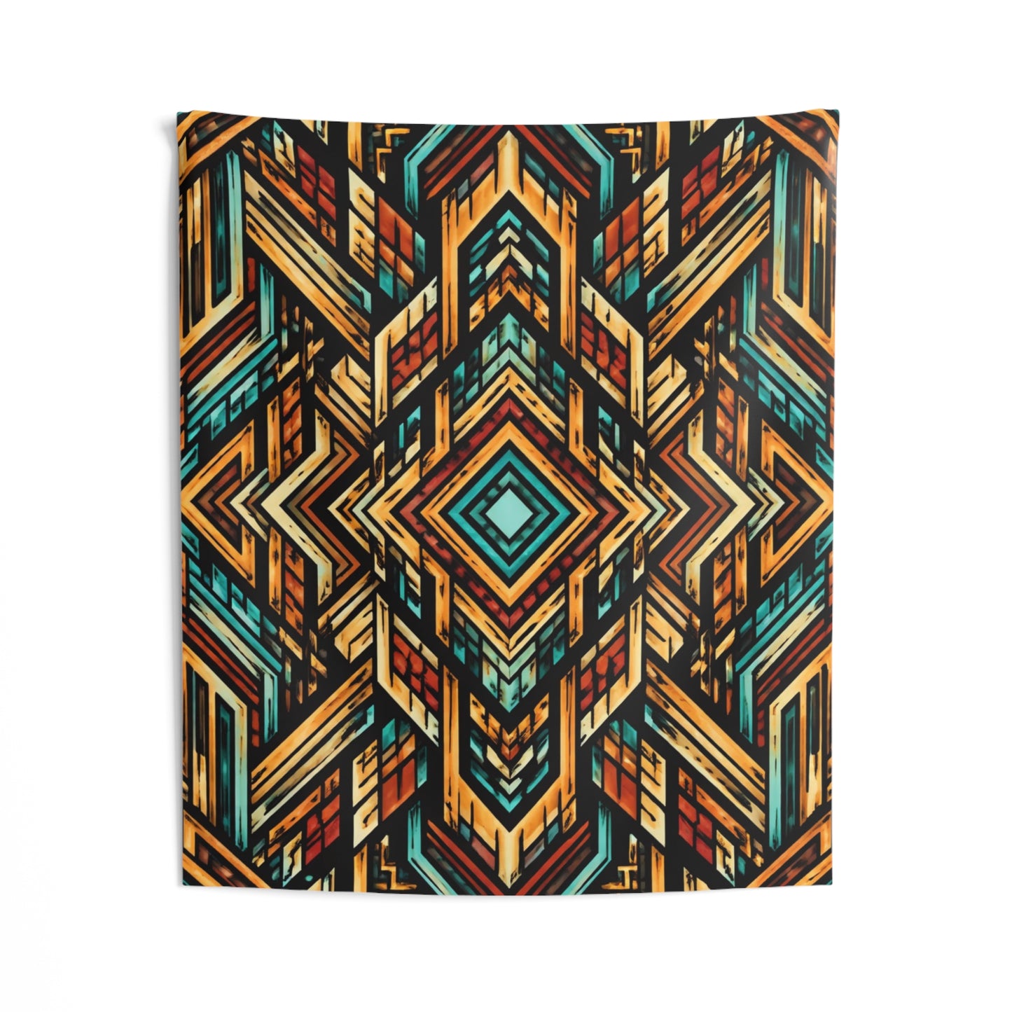Geometric Tribal Indoor Wall Tapestry — Boho Aztec Pattern for Living Room & Bedroom