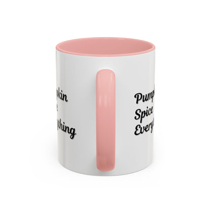 Pumpkin Spice Everything accent coffee mug by Printify, fall-themed ceramic cup with orange and pumpkin design, 11oz.