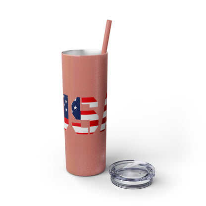 Skinny Tumbler — USA Flag 20oz Straw Tumbler (Patriotic Travel Cup)