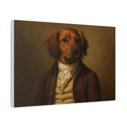Printify Regal Dog Portrait on matte canvas, featuring a detailed canine artwork suitable for pet lovers and home decor.