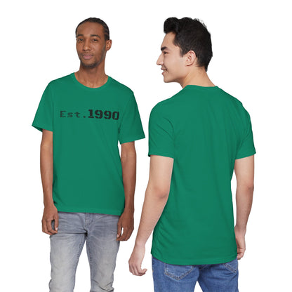 Vintage Est. 1990 T-shirt by Printify featuring a classic design celebrating the birth year on a comfortable cotton tee.