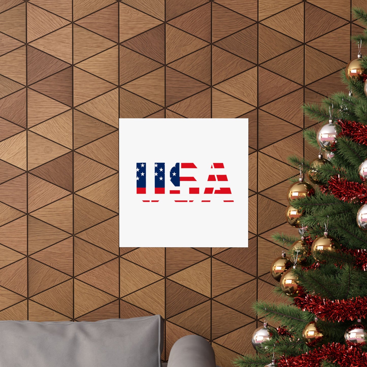USA Patriotic Wall Art Poster, Red White Blue Home Decor, Fourth of July Decoration, American Flag Art, Independence Day Gift