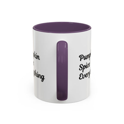 Pumpkin Spice Everything accent coffee mug by Printify featuring fall seasonal design, 11oz or 15oz ceramic coffee cup.