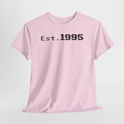 Unisex Heavy Cotton Tee - Est. 1995, Vintage Birthday Gift, Customizable Tee, Retro Unisex Shirt, Casual Everyday Wear