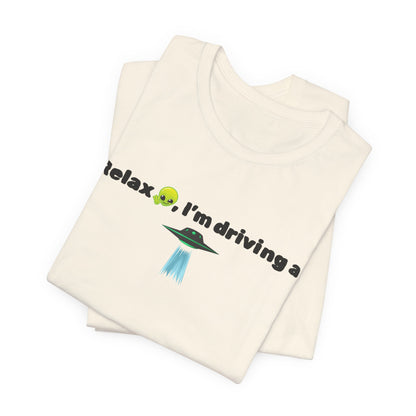 Alien Driving Unisex Tee - Fun Casual Shirt, Gifts for UFO Lovers, Quirky Humor T-Shirt, Perfect for Road Trips, Unique Birthday Present