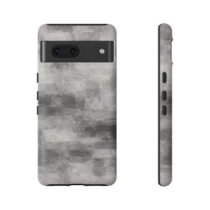 Gray abstract grid design phone case for iPhone, tough protective cover by Printify.