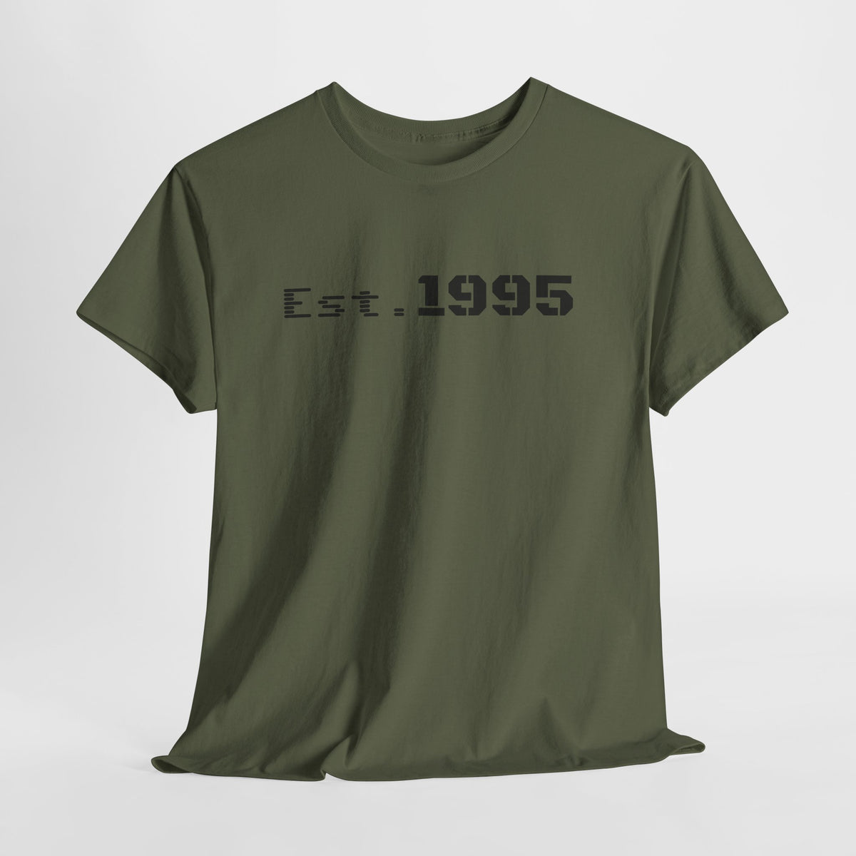 Vintage minimalist Est. 1995 T-shirt by Printify featuring simple birthday design on a classic crewneck tee.