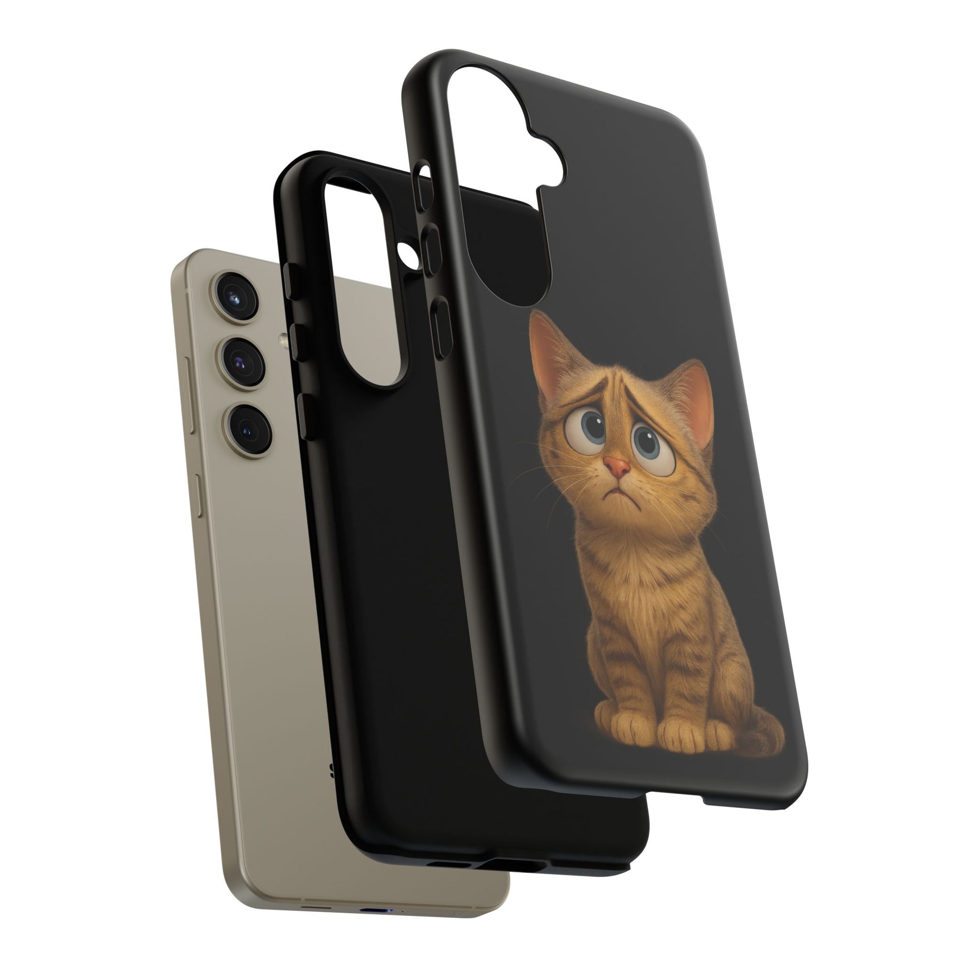 Cute sad kitty print phone case for iPhone, designed by Printify, featuring a protective and stylish cat-themed accessory.