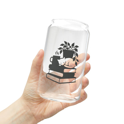 Glass Sipper Cup — Cozy Booklover Design (16oz)