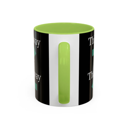 Ceramic coffee mug with "This Way or That Way" arrow design, available in 11oz and 15oz sizes, by Printify.