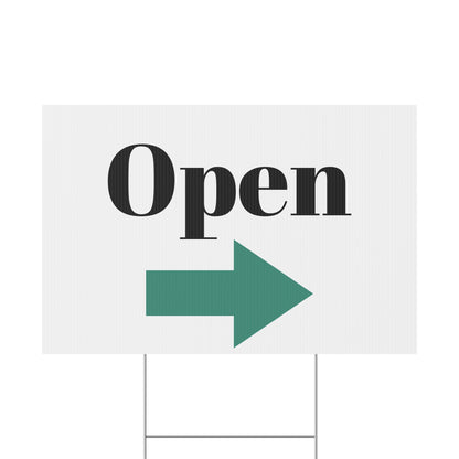 Printify Open for Business yard sign garden flag with bold lettering, perfect for outdoor storefront display.