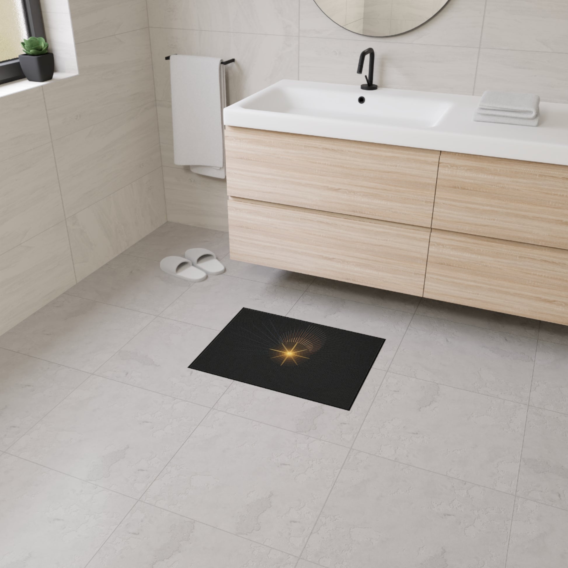 Radiant Star Burst Floor Mat | Black Entrance Rug - TRV