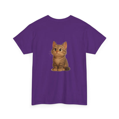 Brown kitten graphic T-shirt for cat lovers, featuring a cute feline design on a comfortable Printify T-shirt.