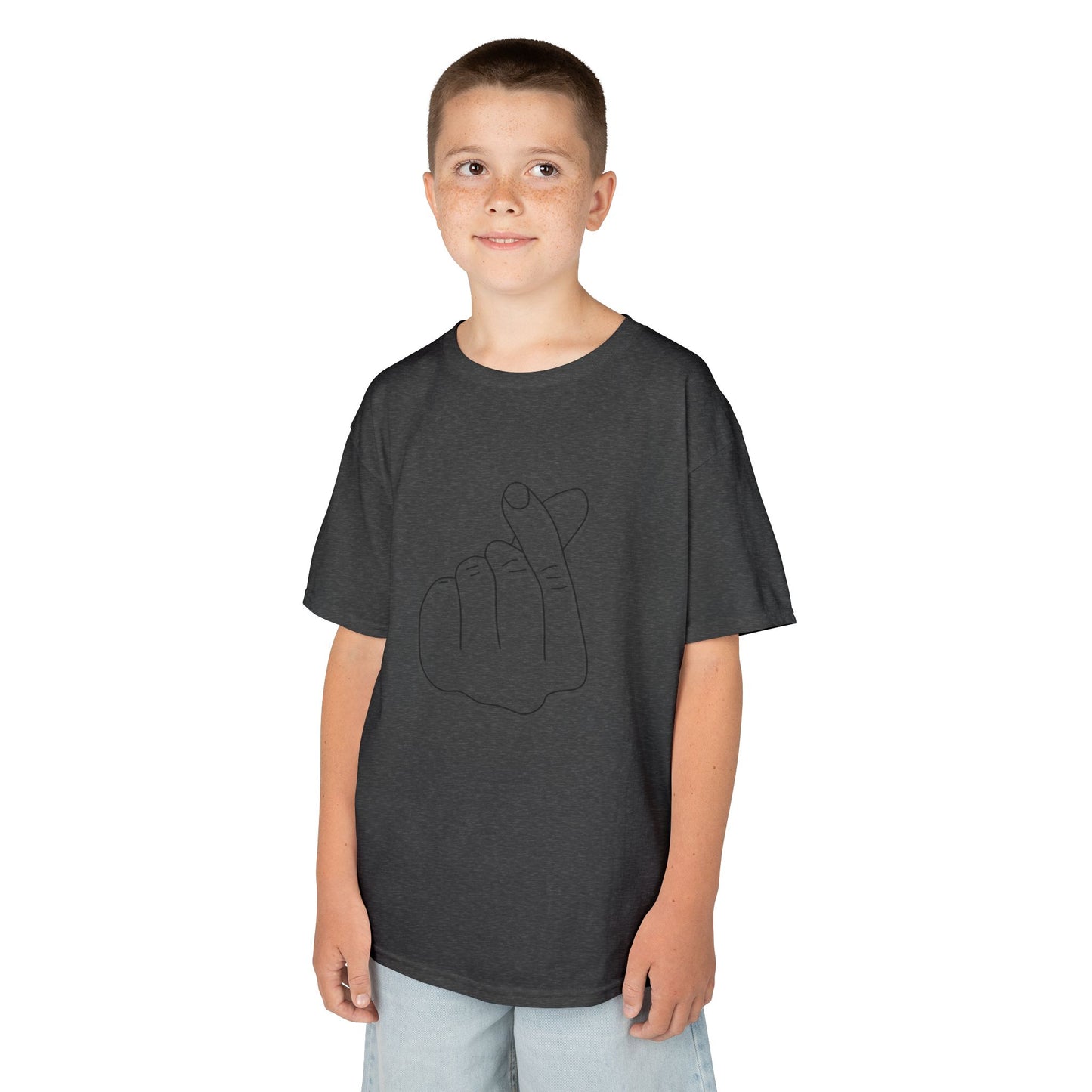 Cute Kids Heavy Cotton Tee - K-Pop Inspired Love Gesture