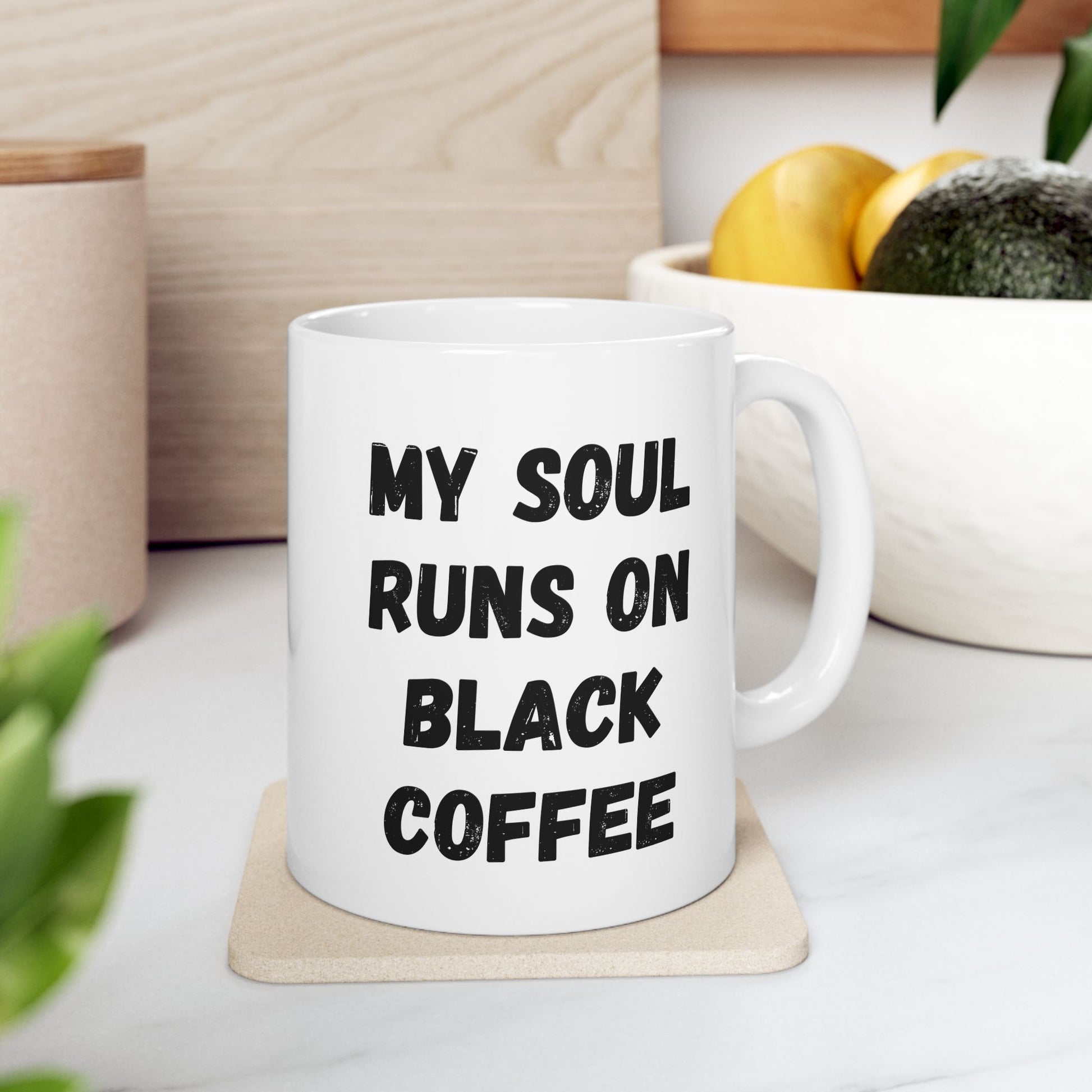 Coffee Lover's Ceramic Mug – 'My Soul Runs on Black Coffee' – Perfect Gift for Coffee Enthusiasts - TRV