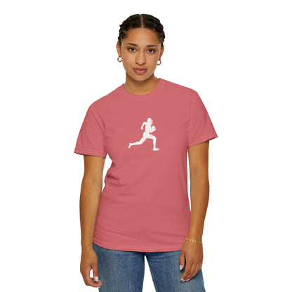 Sporty Unisex Garment-Dyed T-Shirt with Football Player Graphic, Activewear, Casual Wear, Gift for Runners, Fitness Apparel, Everyday Style