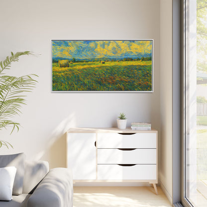Multicolor landscape matte canvas print in a framed design by Printify, showcasing vibrant scenic artwork.