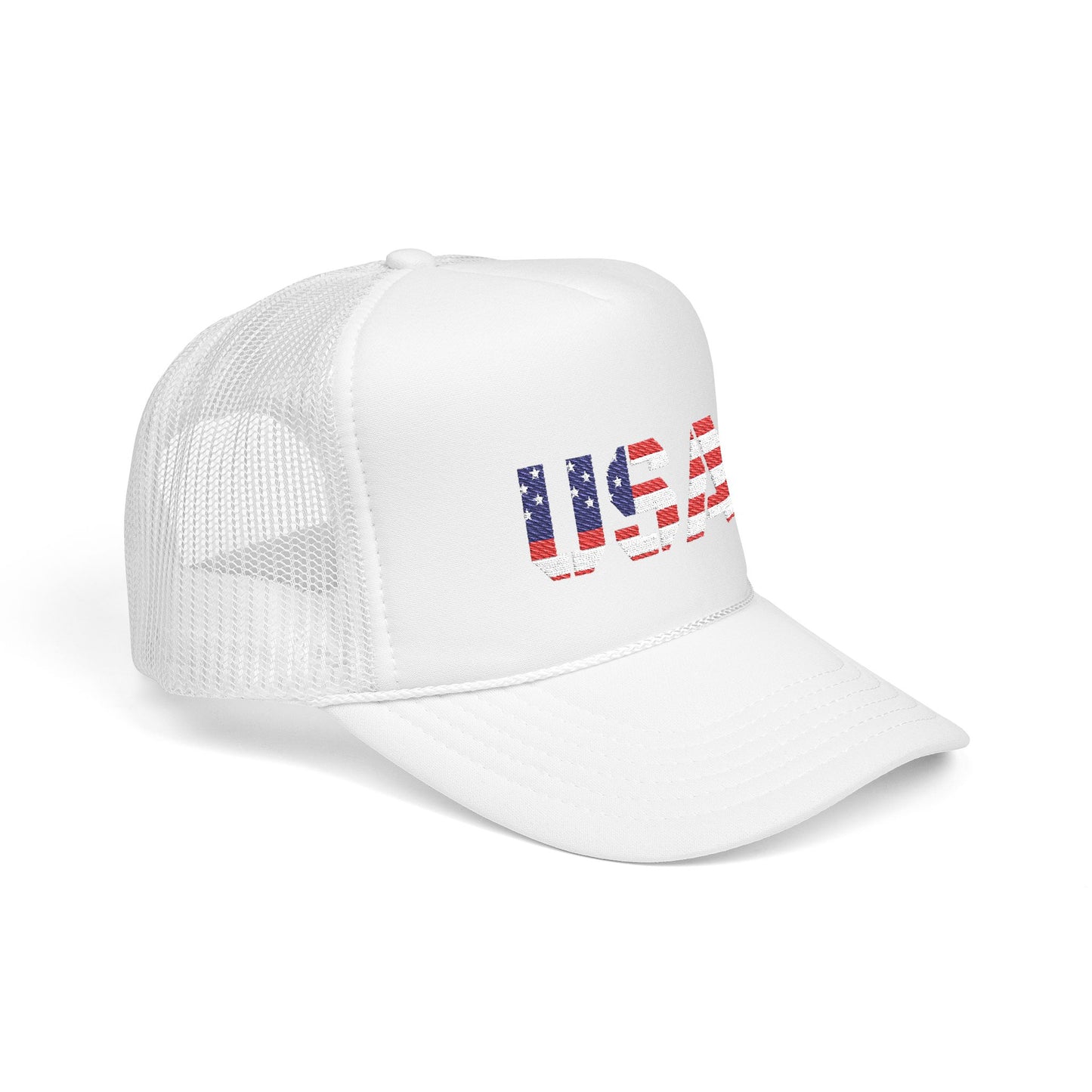 USA Flag Embroidered Foam Trucker Hat, Patriotic Cap, Red Mesh Hat, Summer Outdoor Gear, Festival Accessory, July 4th Gift - TRV