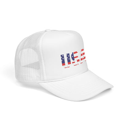 USA Flag Embroidered Foam Trucker Hat, Patriotic Cap, Red Mesh Hat, Summer Outdoor Gear, Festival Accessory, July 4th Gift - TRV