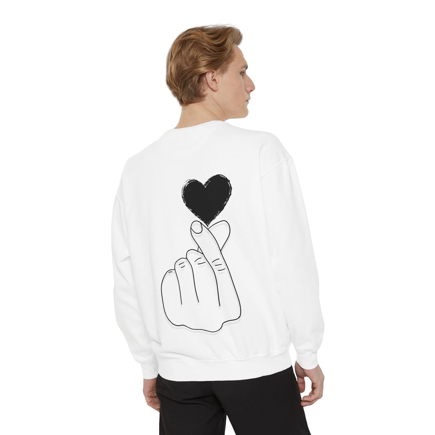 Unisex Garment-Dyed Sweatshirt with Heart Design - Cozy & Stylish