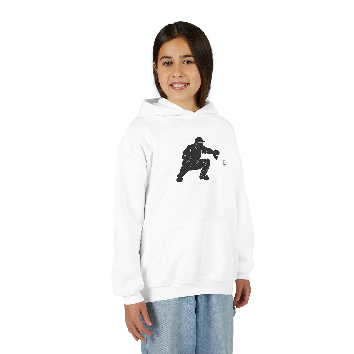 Youth Baseball Catcher Hoodie, Sporty Sweatshirt for Kids, Perfect Gift for Young Athletes, Team Spirit Gear, Sports Event Apparel