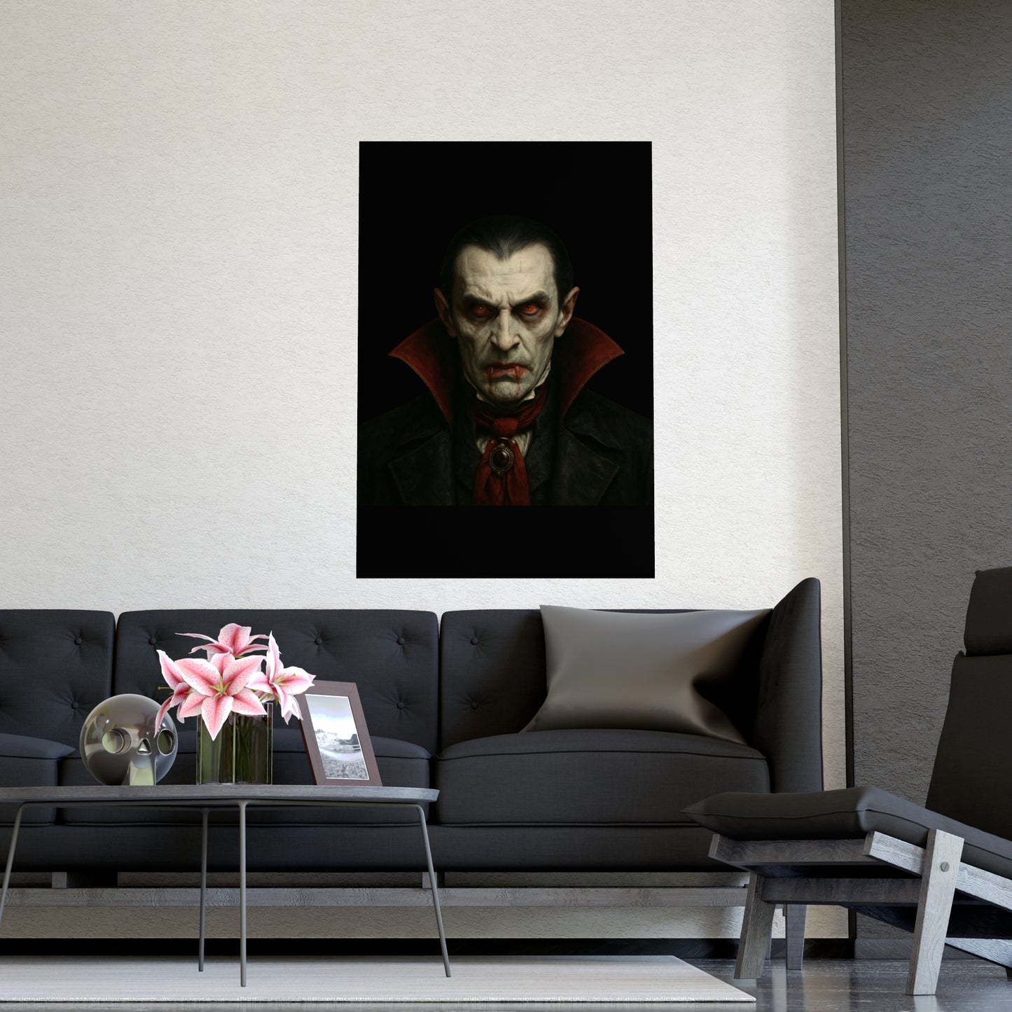 Gothic Vampire Art Poster, Spooky Wall Decor, Horror Room Accent, Perfect for Halloween, Gothic Decor, Home Office Artwork - TRV