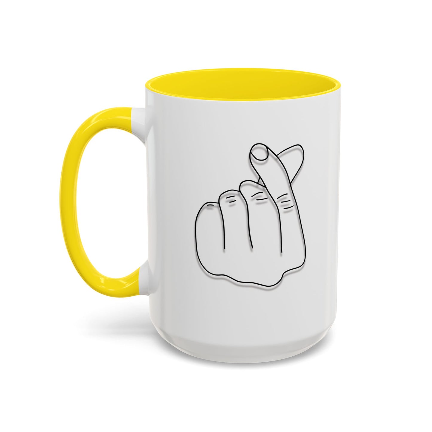 K-Pop Accent Mug - Love Gesture Design (11oz, 15oz), Korean Pop Coffee Cup, K-Pop Lover Gift, Cute Drinkware, Unique Mug