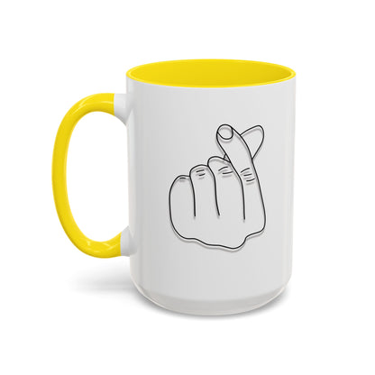 K-Pop Accent Mug - Love Gesture Design (11oz, 15oz), Korean Pop Coffee Cup, K-Pop Lover Gift, Cute Drinkware, Unique Mug