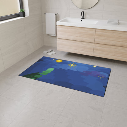 Starry Night impasto swirl Floor Mat | Van Gogh style abstract blue vortex - TRV
