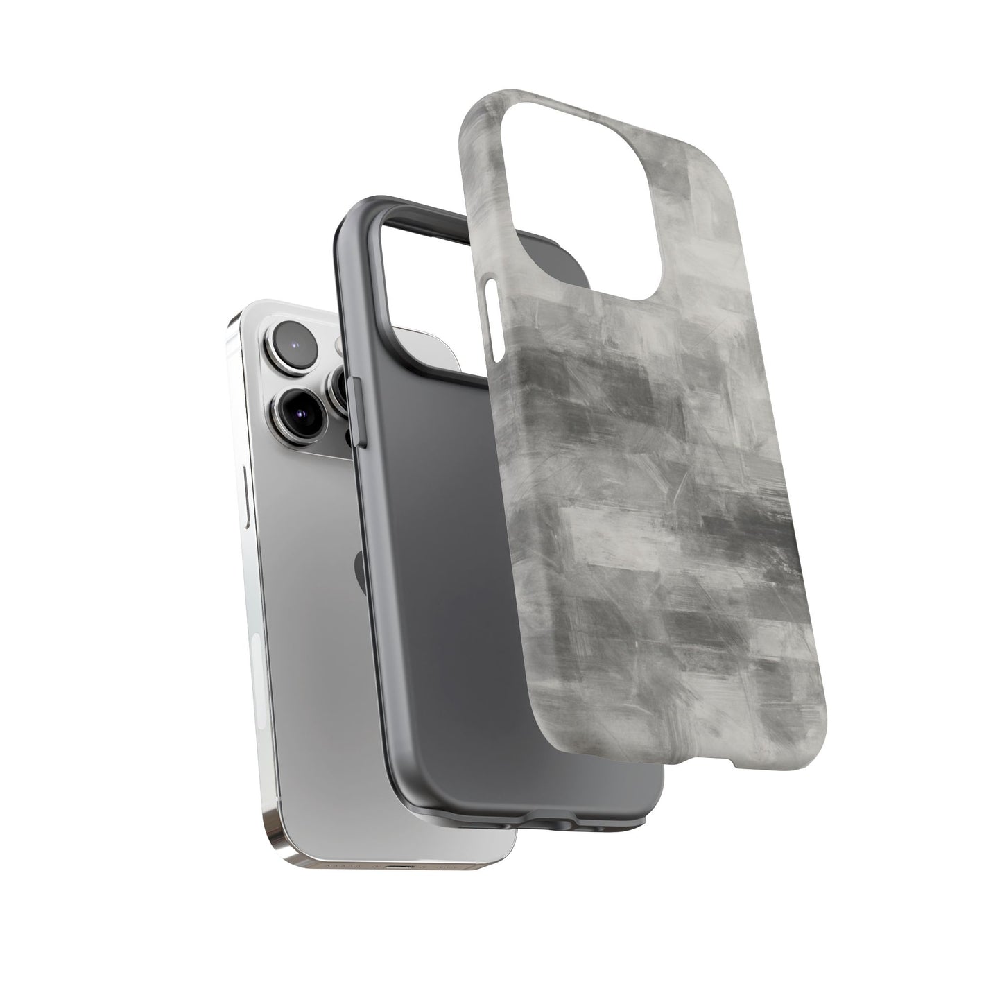 Abstract gray grid phone case for iPhone, tough protective cover with modern design by Printify.