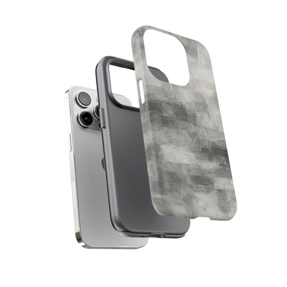 Abstract gray grid phone case for iPhone, tough protective cover with modern design by Printify.
