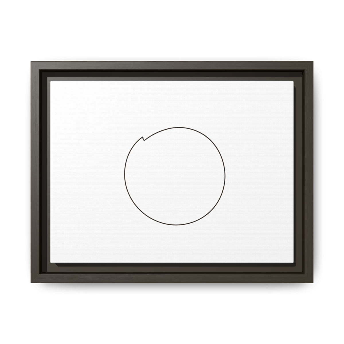 Framed matte canvas wall art featuring a minimal circular line design, by Printify, displayed on a modern wall.
