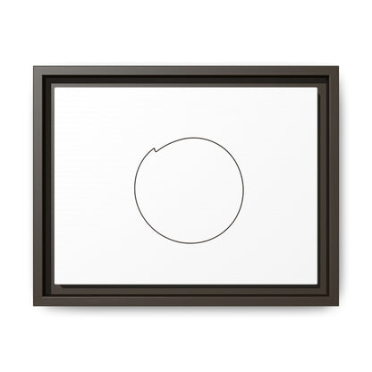 Framed matte canvas wall art featuring a minimal circular line design, by Printify, displayed on a modern wall.