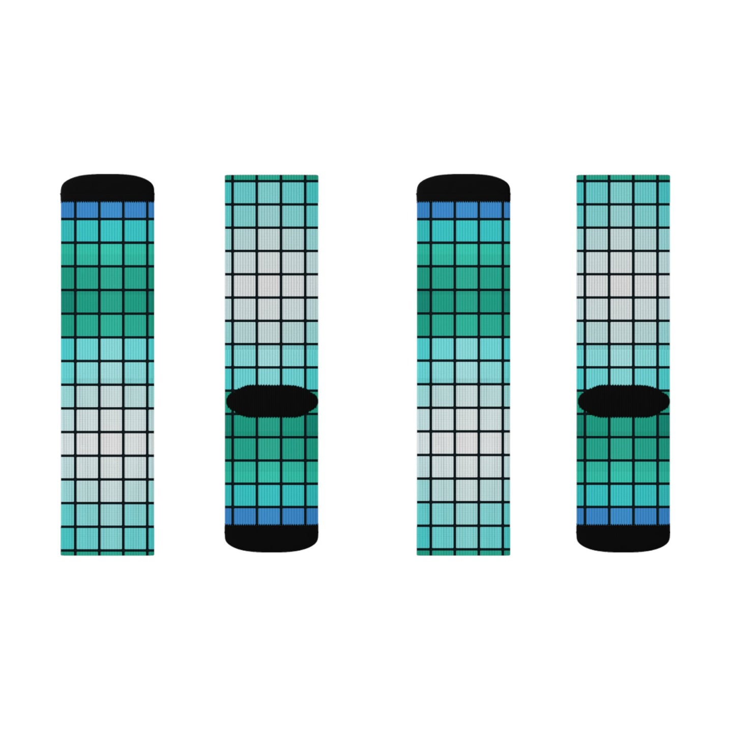 Teal Gradient Grid Socks | Sublimation Patterned Socks