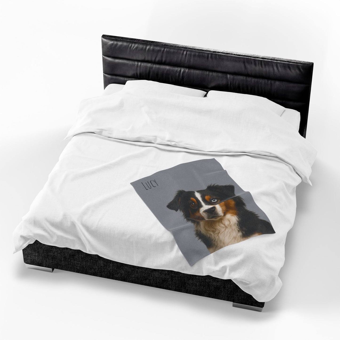 Personalized Aussie Dog Portrait Blanket | Velveteen Plush Blanket