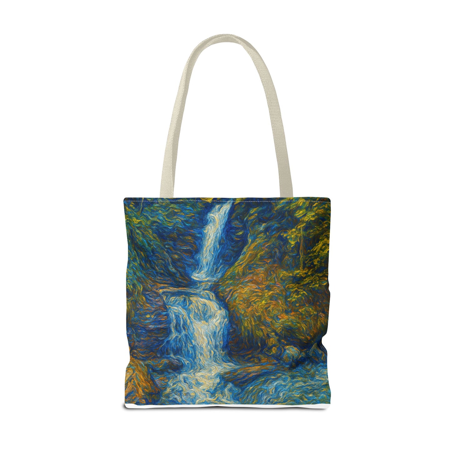 Nature-Inspired Tote Bag, Artistic Eco-Friendly Shopper, Waterfall Design, Reusable Market Bag, Gift for Nature Lovers - TRV
