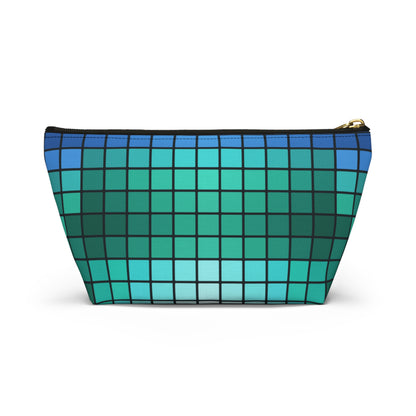 Teal Gradient Grid Accessory Pouch