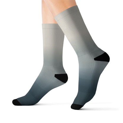 Blue Gray Ombre Sublimation Socks | Gradient Crew Socks