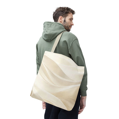 Cream Abstract Waves Tote Bag | Neutral Swirl Pattern