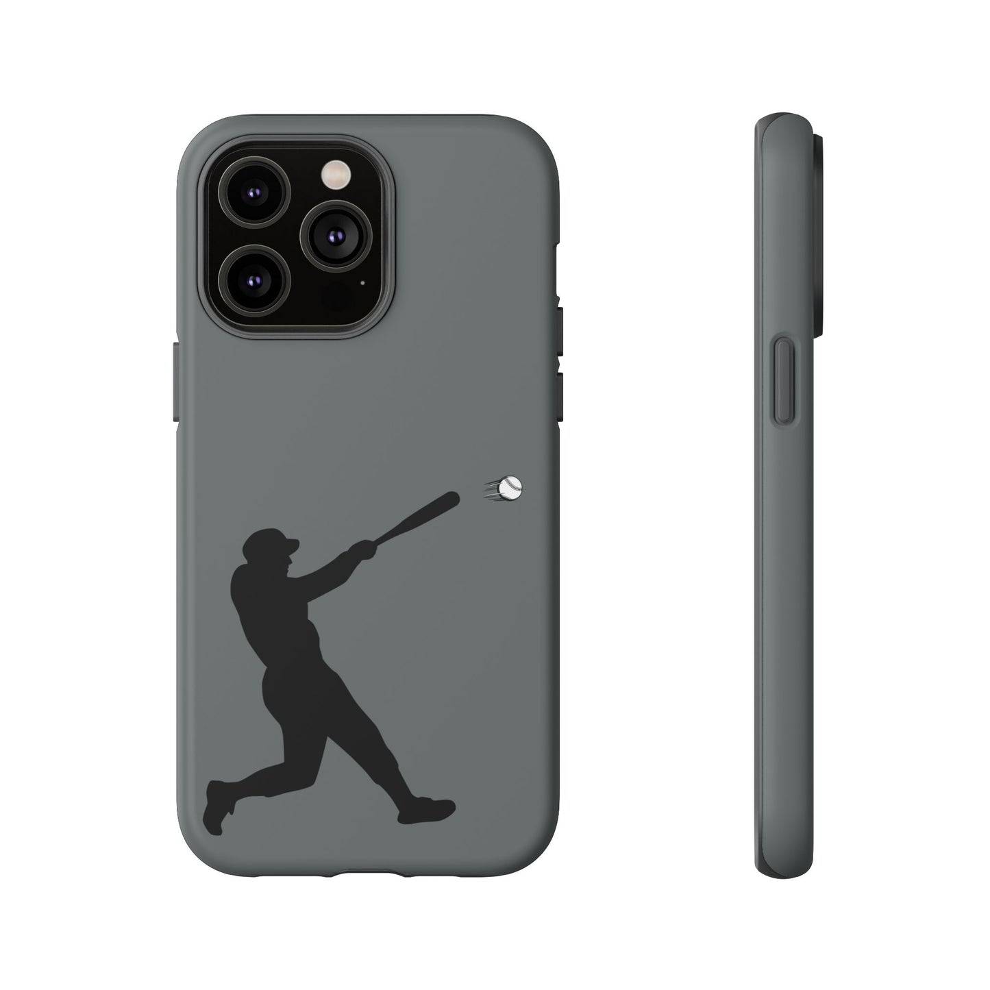 Printify baseball batter phone case, tough protective smartphone cover featuring a baseball player design for fans.
