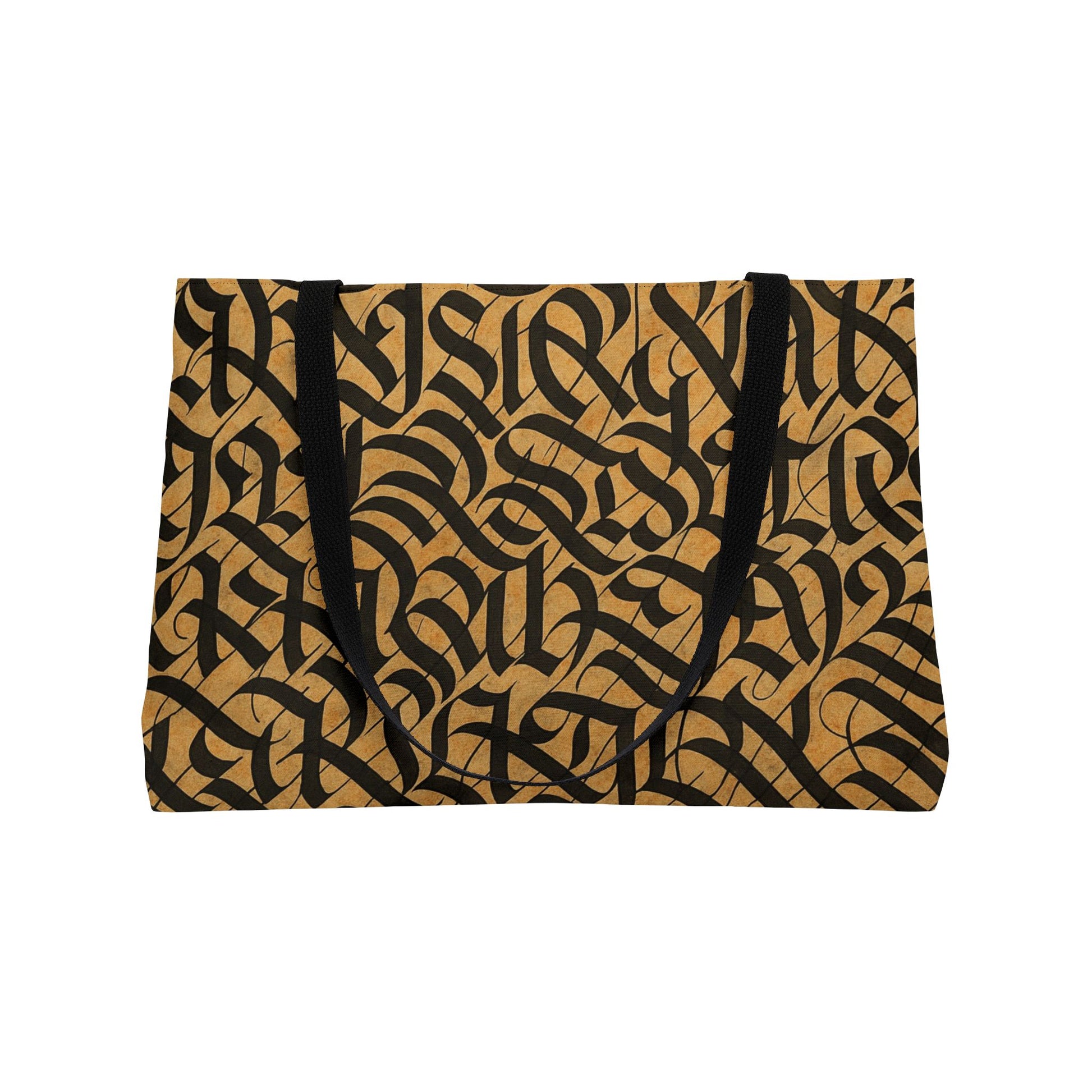 Stylish Printify weekender tote bag with handles, ideal for travel and beach trips, featuring a durable fabric design.