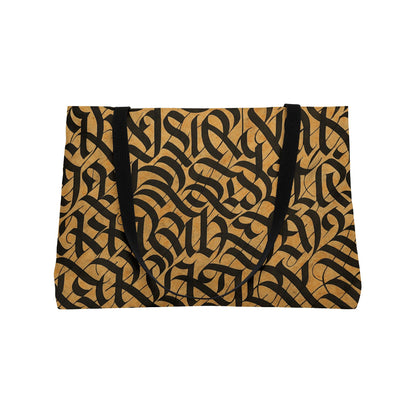 Stylish Printify weekender tote bag with handles, ideal for travel and beach trips, featuring a durable fabric design.