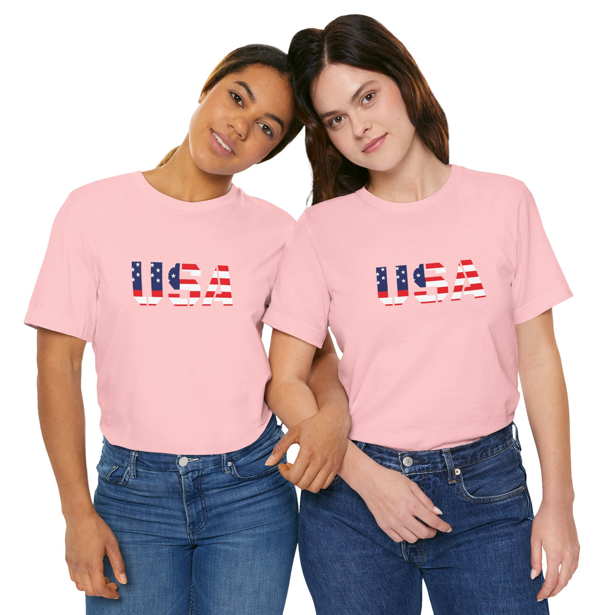 USA flag patriotic T-shirt by Printify with bold red, white, and blue design, perfect for Fourth of July celebrations.