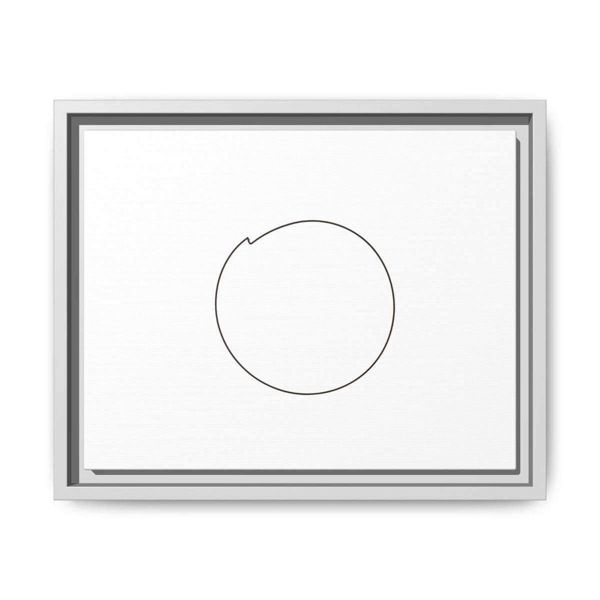 Framed matte canvas wall art featuring a minimal circular line design, created by Printify.