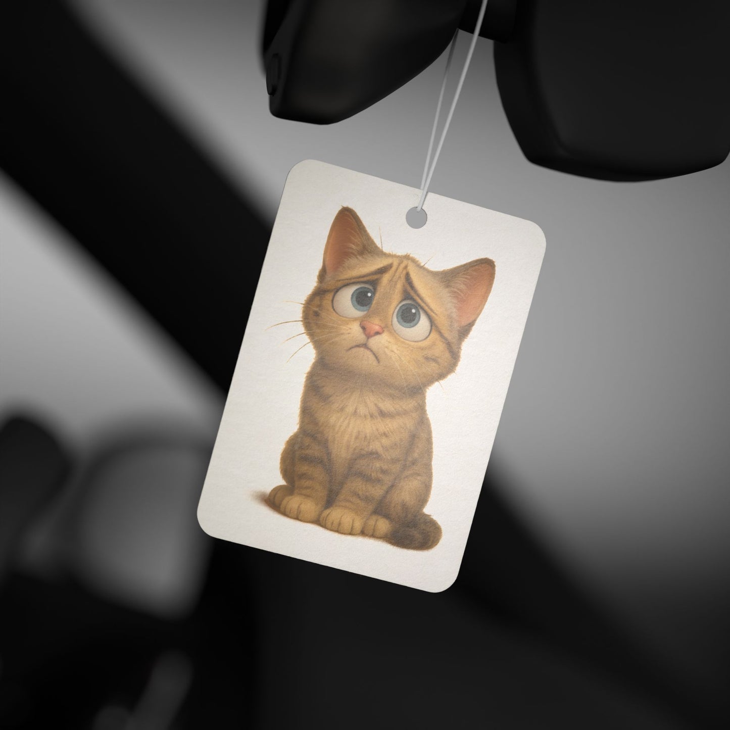 Cute cat-shaped car air freshener accessory by Printify, designed for cat lovers, featuring a playful feline design.