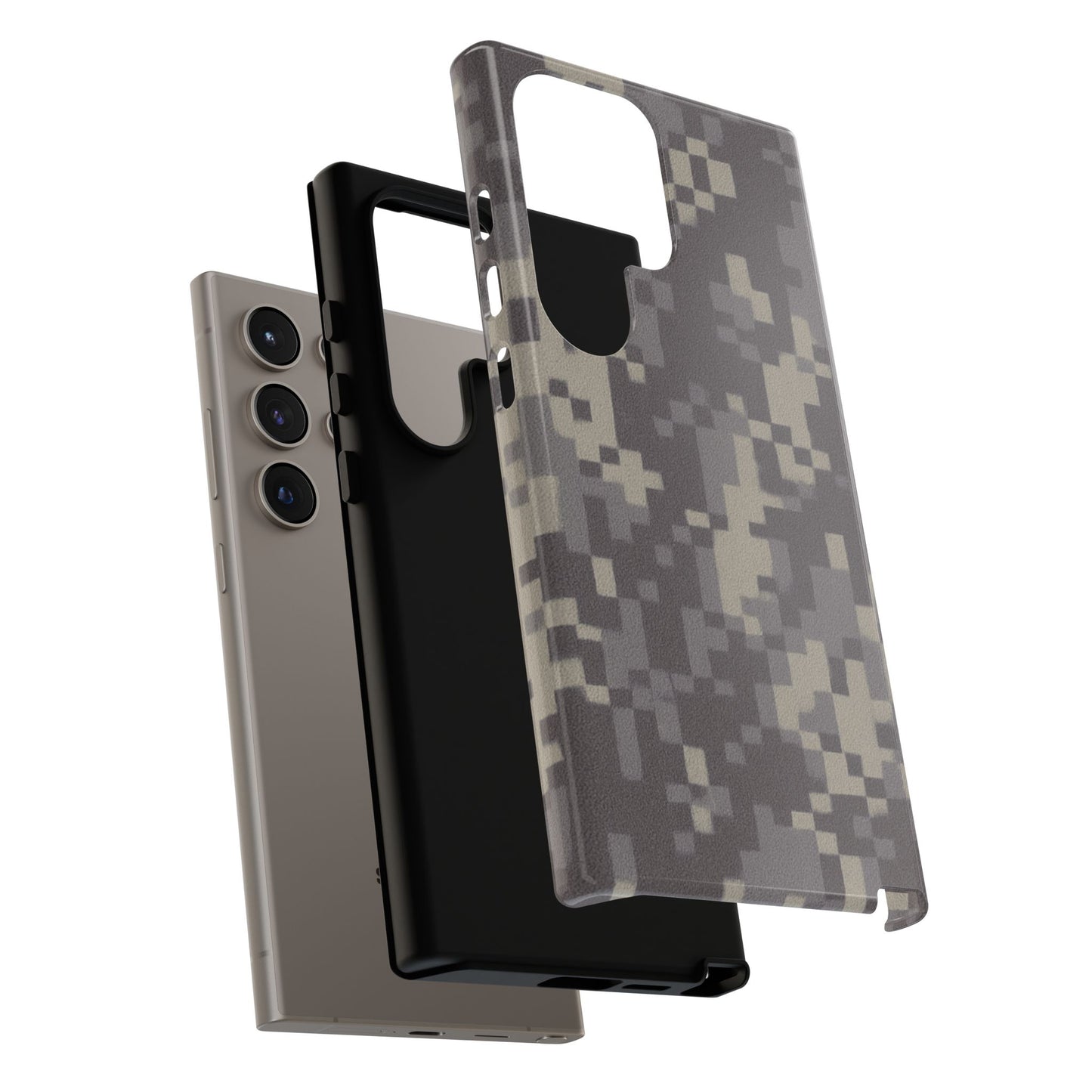 Rugged digital camouflage Printify tough phone case protecting an smartphone with durable, military-style camouflage design.